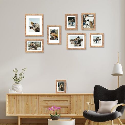 إطار صورة iRahmen مقاس 8 × 10 مع زجاج مقسى عالي الدقة، وإطار صور خشبي لسطح الطاولة وعرض الحائط (بني ريفي، عبوة واحدة) in Kuwait