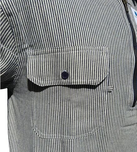 قميص هيكوري لوجر للرجال مقاس 3XL، بأكمام طويلة، نصف سحاب أمامي، قميص مخطط هيكوري قطن 100% مقاس 3XL (3X-Large) in Saudi Arabia