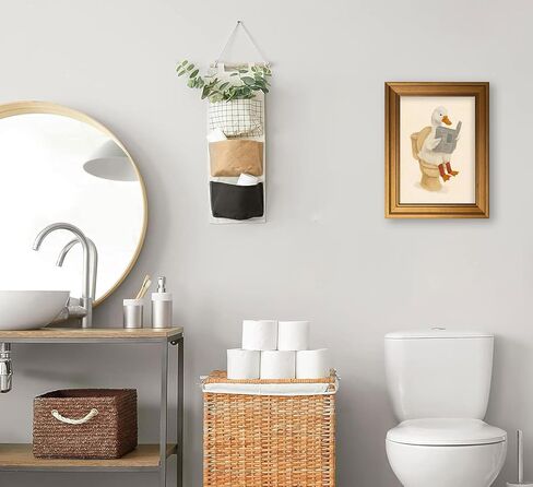 Vintage Gold Framed Duck Bathroom Wall Art Funny Animals on the Toilet Pictures Wall Decor Kids Bathroom Poster Beige Cute Animal Painting Canvas Print Artwork for Restroom Toilet Washroom Decor in Saudi Arabia