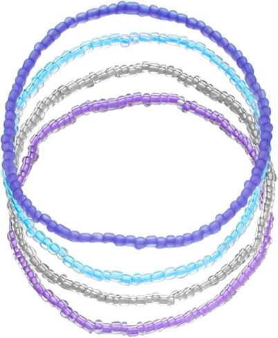 POYAMUSE 4Pcs Glow in the Dark Anklets for Women – Stretchy Beaded Bracelets or Anklets Set, Colorful Fluorescent Jewelry for Summer in Saudi Arabia