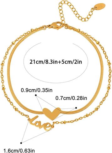 Gold Anklets for Women Heart Anklets for Women Women's Anklets Love Heart Anklets Jewelry for Women Gold Anklets for Women no Tarnish Valentine's Day in Saudi Arabia