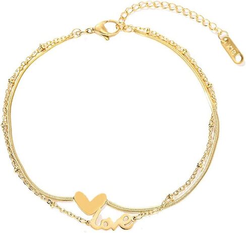 Gold Anklets for Women Heart Anklets for Women Women's Anklets Love Heart Anklets Jewelry for Women Gold Anklets for Women no Tarnish Valentine's Day in Saudi Arabia