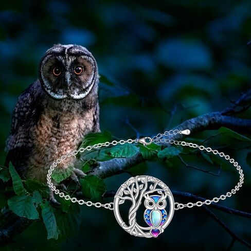 Fenthring Owl Anklets for Women Owl Ankle Bracelet Sterling Silver Tree of Life Moonstone Graduation Gifts in Saudi Arabia