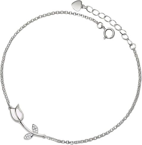 PERIMADE 18K Gold Plated Opal Tulip Anklet for Women, 925 Sterling Silver Cubic Zirconia Waterproof Chain Ankle Bracelet, Dainty Hypoallergenic Summer Beach Jewelry for Mom Wife Best Friend in Kuwait