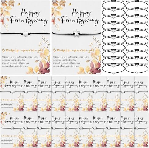 Bucherry Friendsgiving Bracelet Gift Thanksgiving Party Favor for Friends Braided Heart and Star Adjustable Wax Rope Matching Couple Woven Bracelets Friendship Gift Set for Women Men in Saudi Arabia