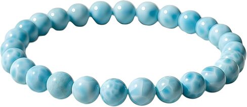SPARKLE GEMS & JEWELS Natural Larimar Beaded Bracelet – 8mm Ocean Blue Dominican Stone, Handmade Crystal Healing Stretch Bracelet for Men & Women in Saudi Arabia