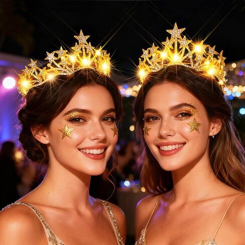 Urieo Light Up Star Crown LED كريستال تيارا عصابة رأس لحفلات أعياد الميلاد وحفلات التخرج للنساء in Saudi Arabia