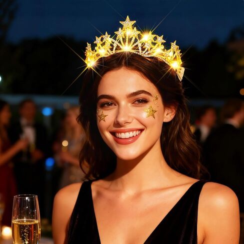Urieo Light Up Star Crown LED كريستال تيارا عصابة رأس لحفلات أعياد الميلاد وحفلات التخرج للنساء in Saudi Arabia