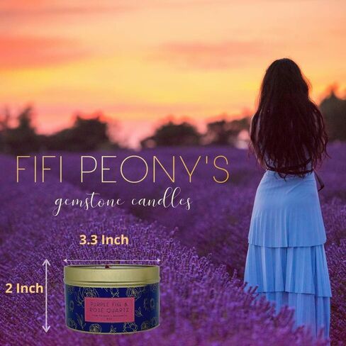Fifi Peony's Gemstone Candles - Infused with Healing Rose Quartz Crystals and Hand Placed Dried Flowers. Scented with Soothing Fig in Natural Soy Wax. Burns with an Elegant Wooden Wick. 8oz in Saudi Arabia