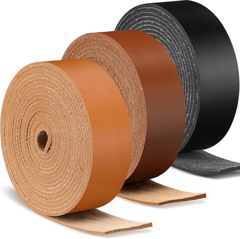 Siltriangle 3 Rolls Leather Straps للحرف اليدوية أحادية الجوانب شرائح جلد فو 2 مم 78.7 بوصة للمشاريع الفنية DIY أدوات الحزام (2 بوصة ، 3 لون) in Kuwait