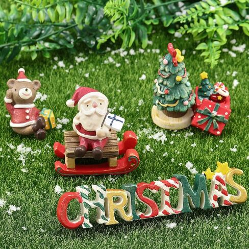Jetec Christmas Aquarium Decoration Fish Tank Creative Aquarium Resin Ornament Xmas Series Landscaping Decor Christmas Tree Santa Bear Sled Figurines for Table Desk Aquarium (Funny Style, 9 Pcs) in Saudi Arabia