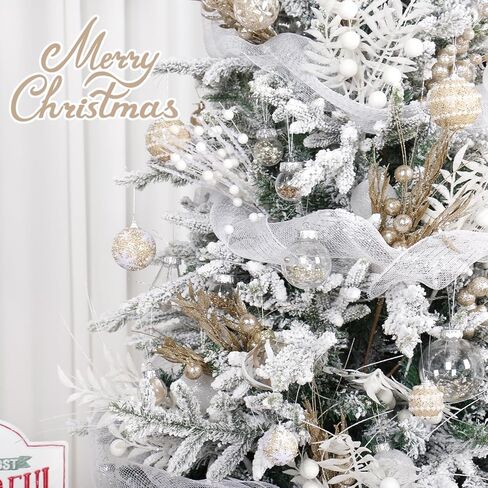 Super Holiday Christmas Ball Ornaments, 33PCS Champagne Clear Shatterproof Plastic Foam Ornaments Set for Hanging Xmas Tree Holiday Thanksgiving Party Decor. in Saudi Arabia