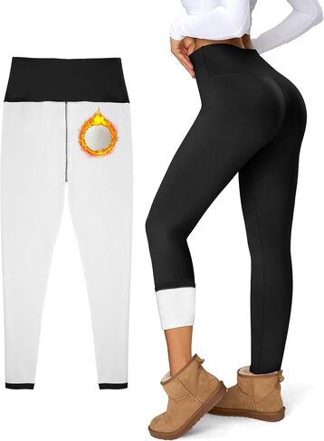 Women's Fleece Lined Leggings Weather Thick Thermal Warm Winter Tights Butt Lift High Waist Tummy Control Yoga Pants in Kuwait