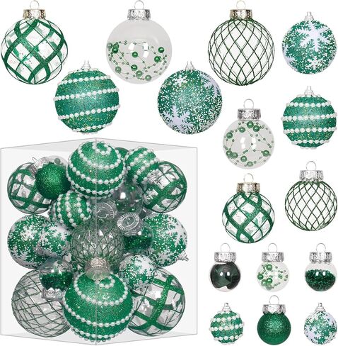 Super Holiday Christmas Ball Ornaments, 33PCS Champagne Clear Shatterproof Plastic Foam Ornaments Set for Hanging Xmas Tree Holiday Thanksgiving Party Decor. in Saudi Arabia
