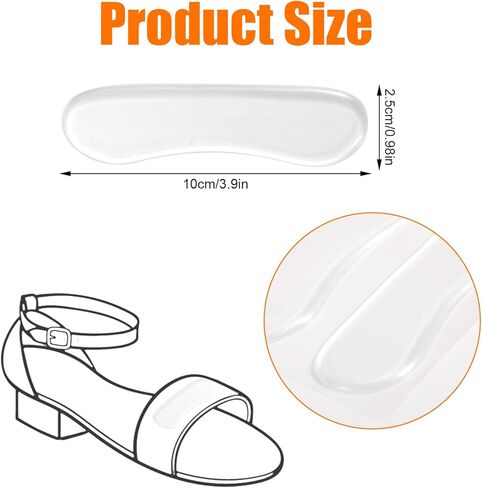 6 Pairs Sandal Strap Cushion Strips, Transparent Self-Adhesive Heel Liners Anti-Slip Heel Strap Cushion Pads for Shoes Too Big Slipping Rubbing in Saudi Arabia