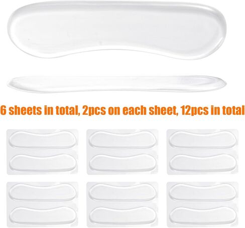 6 Pairs Sandal Strap Cushion Strips, Transparent Self-Adhesive Heel Liners Anti-Slip Heel Strap Cushion Pads for Shoes Too Big Slipping Rubbing in Saudi Arabia