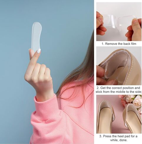 6 Pairs Sandal Strap Cushion Strips, Transparent Self-Adhesive Heel Liners Anti-Slip Heel Strap Cushion Pads for Shoes Too Big Slipping Rubbing in Saudi Arabia