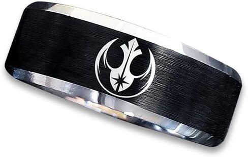 Rebel Alliance Jedi Order Gift StarWars Rebel Alliance خاتم زفاف، Rebel Alliance Jedi Order Wedding Band، خاتم Millenium Falcon، خاتم Rebel Alliance، مجوهرات Rebel Alliance حلقة جانبية خفيفة in Saudi Arabia