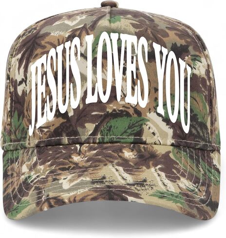 Jesus Loves You Arch Vintage Trucker Hat | Premium Adjustable Christian Snapback Baseball Hat for Men & Women in Saudi Arabia