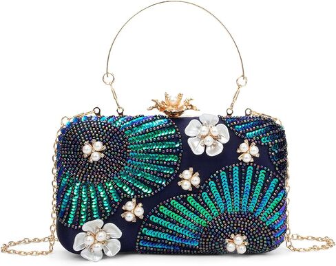 Clutch Purses for Women Evening Bag Sequin Clutch Bag with Chain Plastic Pearl Floral for Wedding Party Prom in Saudi Arabia