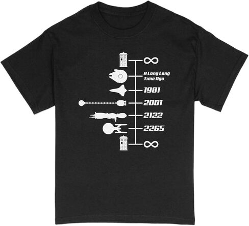 تي شيرت برسومات زمنية للخيال العلمي - تي شيرت كلاسيكي للسفر إلى الفضاء، هدية للمهووس بالحنين in Kuwait
