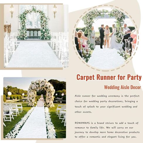 White Aisle Runner for Wedding Ceremony Velvet Aisle Runner Rug 5x20FT Carpet Runner for Parties Wedding Carpet Runner Runway Rustic Walkway Rug for Hallway Prom Party Aisle Ornament in Saudi Arabia