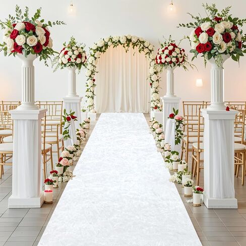 White Aisle Runner for Wedding Ceremony Velvet Aisle Runner Rug 5x20FT Carpet Runner for Parties Wedding Carpet Runner Runway Rustic Walkway Rug for Hallway Prom Party Aisle Ornament in Saudi Arabia