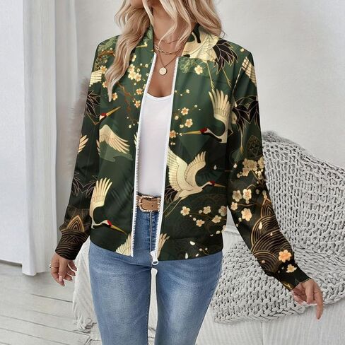 Women's Zip Jacket Christmas Coat Round Neck Front Pocket Sweater Lightweight Casual Street Style Autumn Winter Sweatshirt in Saudi Arabia
