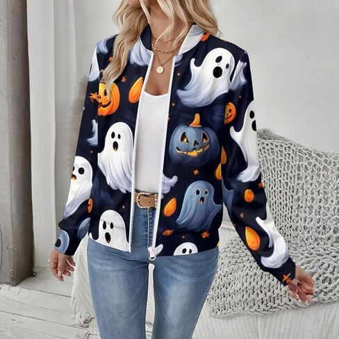 Women's Zip Jacket Christmas Coat Round Neck Front Pocket Sweater Lightweight Casual Street Style Autumn Winter Sweatshirt in Saudi Arabia