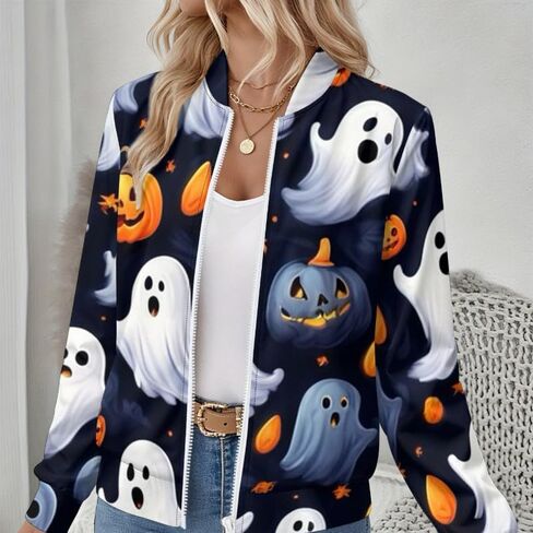 Women's Zip Jacket Christmas Coat Round Neck Front Pocket Sweater Lightweight Casual Street Style Autumn Winter Sweatshirt in Saudi Arabia