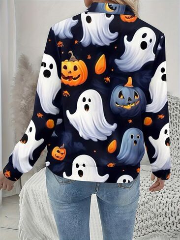Women's Zip Jacket Christmas Coat Round Neck Front Pocket Sweater Lightweight Casual Street Style Autumn Winter Sweatshirt in Saudi Arabia