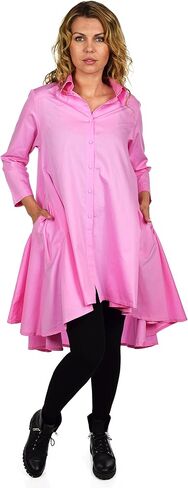 Dare2BStylish Hi Low Button Down A Line Swing Dress Shirt أعلى ريج ومقاسات كبيرة in Kuwait