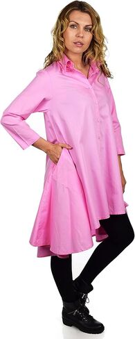 Dare2BStylish Hi Low Button Down A Line Swing Dress Shirt أعلى ريج ومقاسات كبيرة in Kuwait