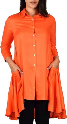 Dare2BStylish Hi Low Button Down A Line Swing Dress Shirt أعلى ريج ومقاسات كبيرة in Kuwait