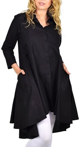 Dare2BStylish Hi Low Button Down A Line Swing Dress Shirt أعلى ريج ومقاسات كبيرة in Kuwait
