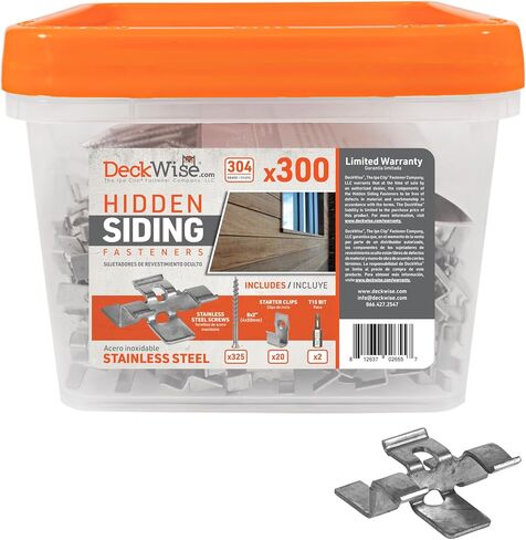 DeckWise Hidden Siding Fasteners for Hardwoods Includes All Stainless Steel; Fasteners, Starter Clips, 8x2 Screws and T15 Drive Bit (1050 Pack) in Kuwait