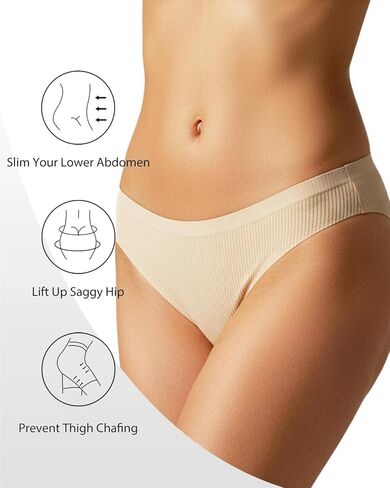 6 PCS Ribbed Low Rise Seamless Thong Set, Women Soft Stretch Light Feel Invisible Wicking Underwear in Saudi Arabia