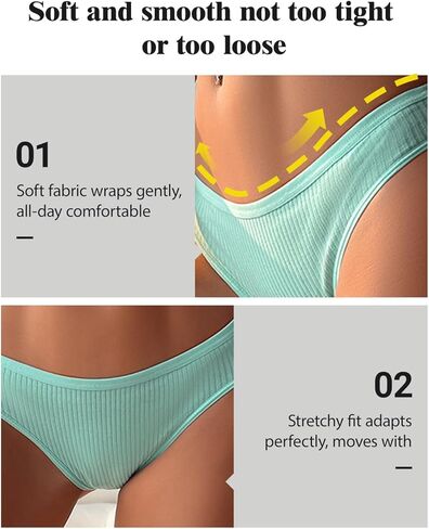 9-PACK سراويل داخلية نسائية مضلعة ناعمة منخفضة الارتفاع بدون خياطة، ثونج قطن للسيدات ناعم ومثير in Saudi Arabia