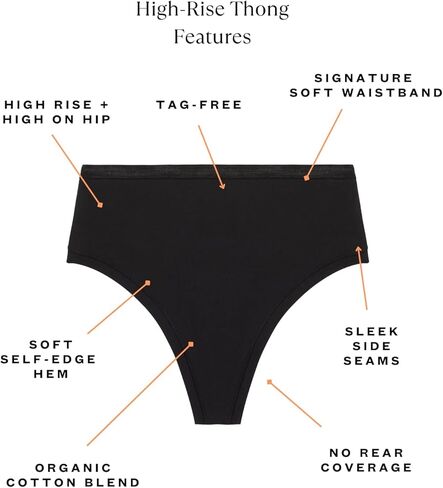 Subset Women's High Rise Organic Cotton Thong, Breathable, Tag-Free, Comfortable Everyday No Show Knickey Underwear in Saudi Arabia