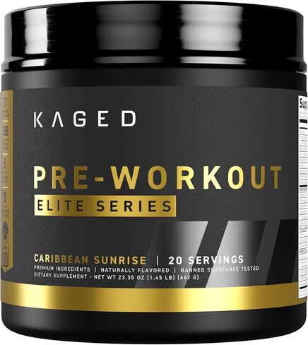 Kaged Pre Workout Elite Stim Free Powder | Orange Mango | Pre-Workout with Creatine, Beta Alanine, L-Citrulline, BCAAs | Caffeine Free | Pre Supplements for Men & Women | 20 Servings in Saudi Arabia