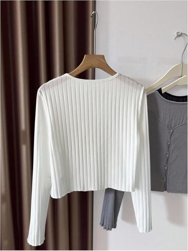 Women's Ribbed Knit Cardigans V Neck Long Sleeve Button Down Sweaters Fall Outfits in Saudi Arabia