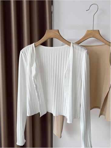 Women's Ribbed Knit Cardigans V Neck Long Sleeve Button Down Sweaters Fall Outfits in Saudi Arabia
