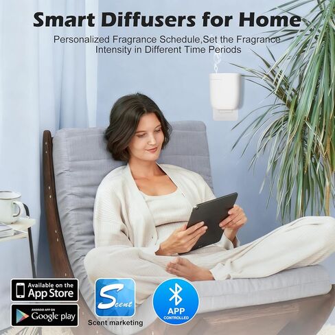 موزع روائح عطرية ذكي على الحائط، جهاز هواء لرائحة الزيوت العطرية المضغوطة بدون ماء، موزع عطور هواء بارد محمول للمكتب المنزلي هادئ ويدوم طويلاً 60 مل 500 متر مربع هدية للاسترخاء في المنزل الجديد in Kuwait