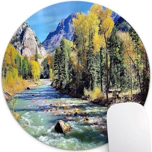 Retro Blue and Beige Floral Print Art Round Mouse Pad, Vintage Oriental Persian Design Circular Mouse Pads in Saudi Arabia