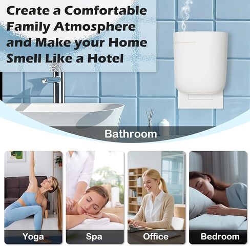 موزع روائح عطرية ذكي على الحائط، جهاز هواء لرائحة الزيوت العطرية المضغوطة بدون ماء، موزع عطور هواء بارد محمول للمكتب المنزلي هادئ ويدوم طويلاً 60 مل 500 متر مربع هدية للاسترخاء في المنزل الجديد in Kuwait