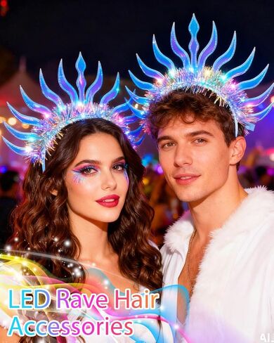 Campsis Light Up Headband Led Headpiece Glowing Rave Festival Hair Accessories for Women in Saudi Arabia