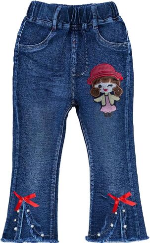 Peacolate 2-7T Spring Fall Little Girls 2pcs Clothing Set Pink T Shirt and Jeans in Saudi Arabia
