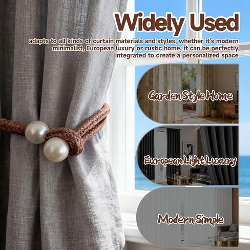 2-Pack Curtain Tiebacks, Decorative Adjustable Drapery Holdbacks for Window Curtains, Stylish and Functional Home Decor in Saudi Arabia