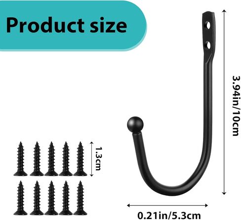 8 PCS Black Curtain Tie Backs Decorative Drapery Holders for Wall, Curtains Holdbacks Vintage Rustic Style Decor U Shaped Curtain Pull Backs,Black, Come with Screws in Saudi Arabia