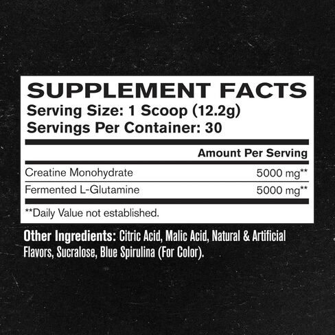Jacked Factory Creatine + Glutamine - Creatine Supplement with L-Glutamine for Muscle Recovery, Muscle Growth, Increased Strength, Enhanced Energy Output, and Gut Health - 30 Servings, Blue Raspberry in Saudi Arabia